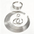 PNY Multi Layer Geometric Metal Jewelry Set Open Torque Choker Necklace Bracelet Hoop Earrings Statement Party Jewelry
