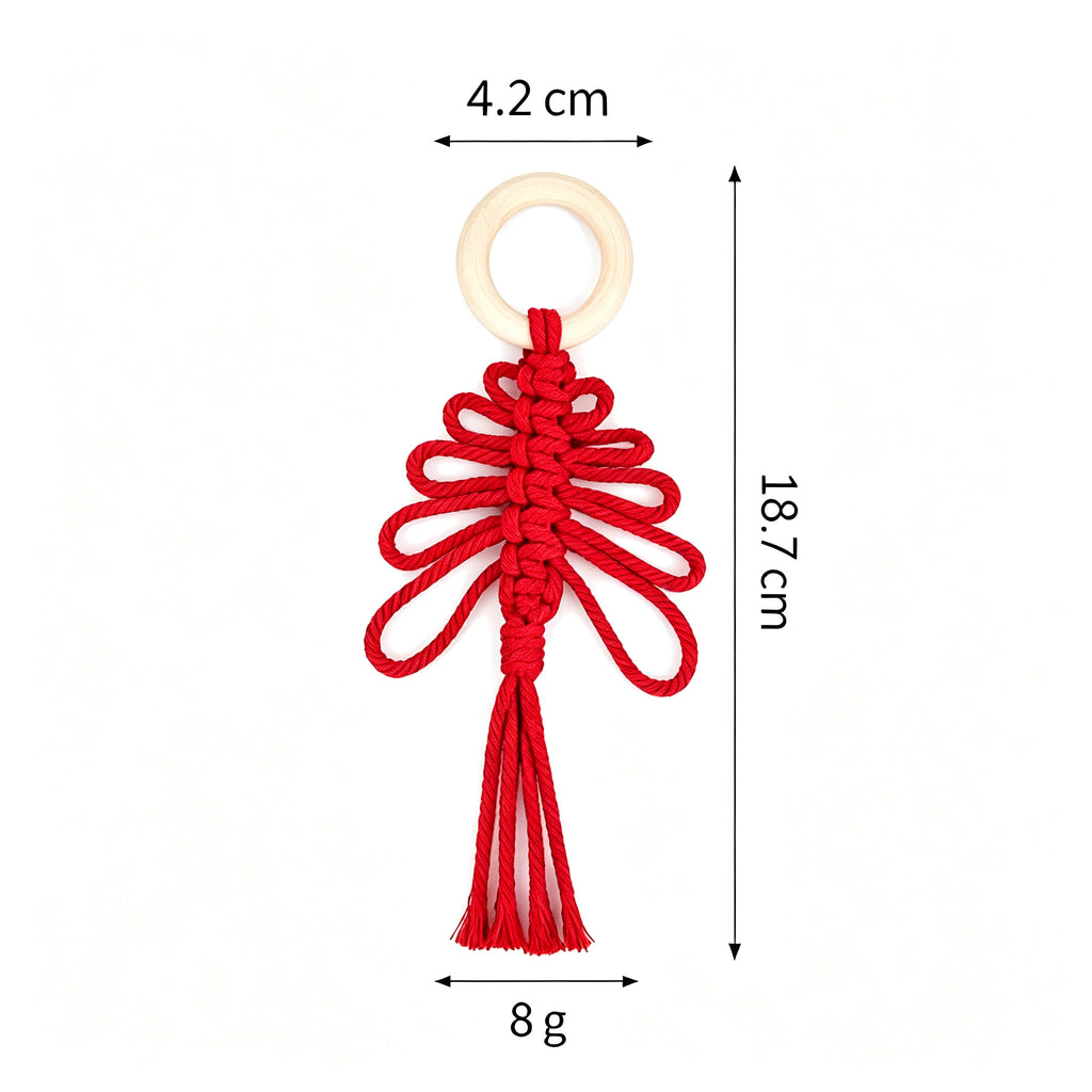 JSE Handwoven Christmas Tree Charm Keychain Boho Holiday Bag Pendant
