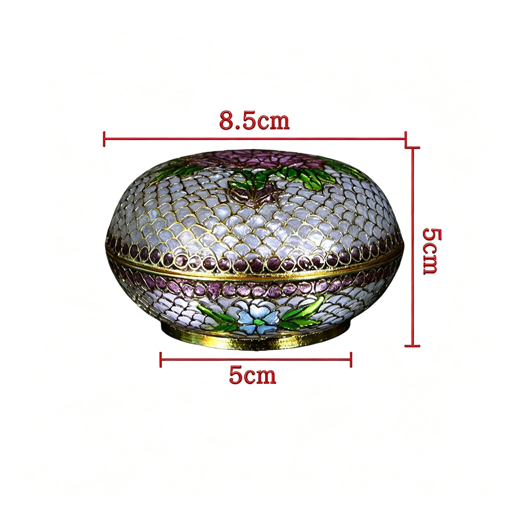 JCJ Traditional Chinese Transparent‑Blue Cloisonne Trinket Box, Hand‑made Body‑removed Enamel Jewelry Casket, Collectible Art Gift