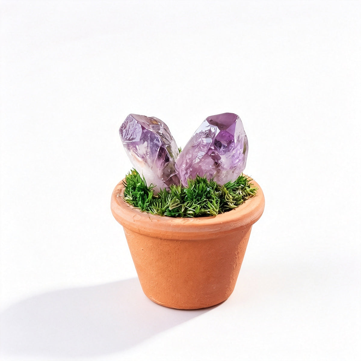 RYS Natural Crystal Raw Ore Ceramic Pot Bonsai, Gemstone DIY Potted Ornament, Home Desktop & Car Decor