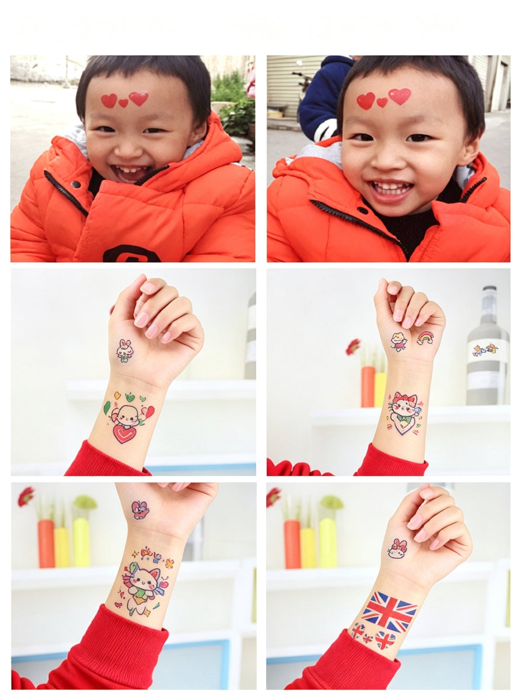 RCT Country Flag Waterproof Temporary Tattoos | Heart-Shaped Face Stickers for Sports & Fan Events