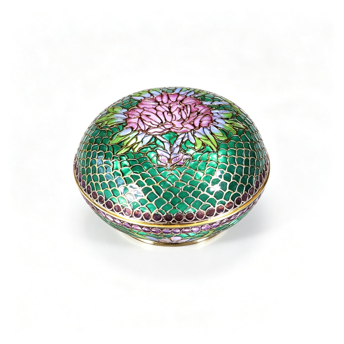 JCJ Traditional Chinese Transparent‑Blue Cloisonne Trinket Box, Hand‑made Body‑removed Enamel Jewelry Casket, Collectible Art Gift