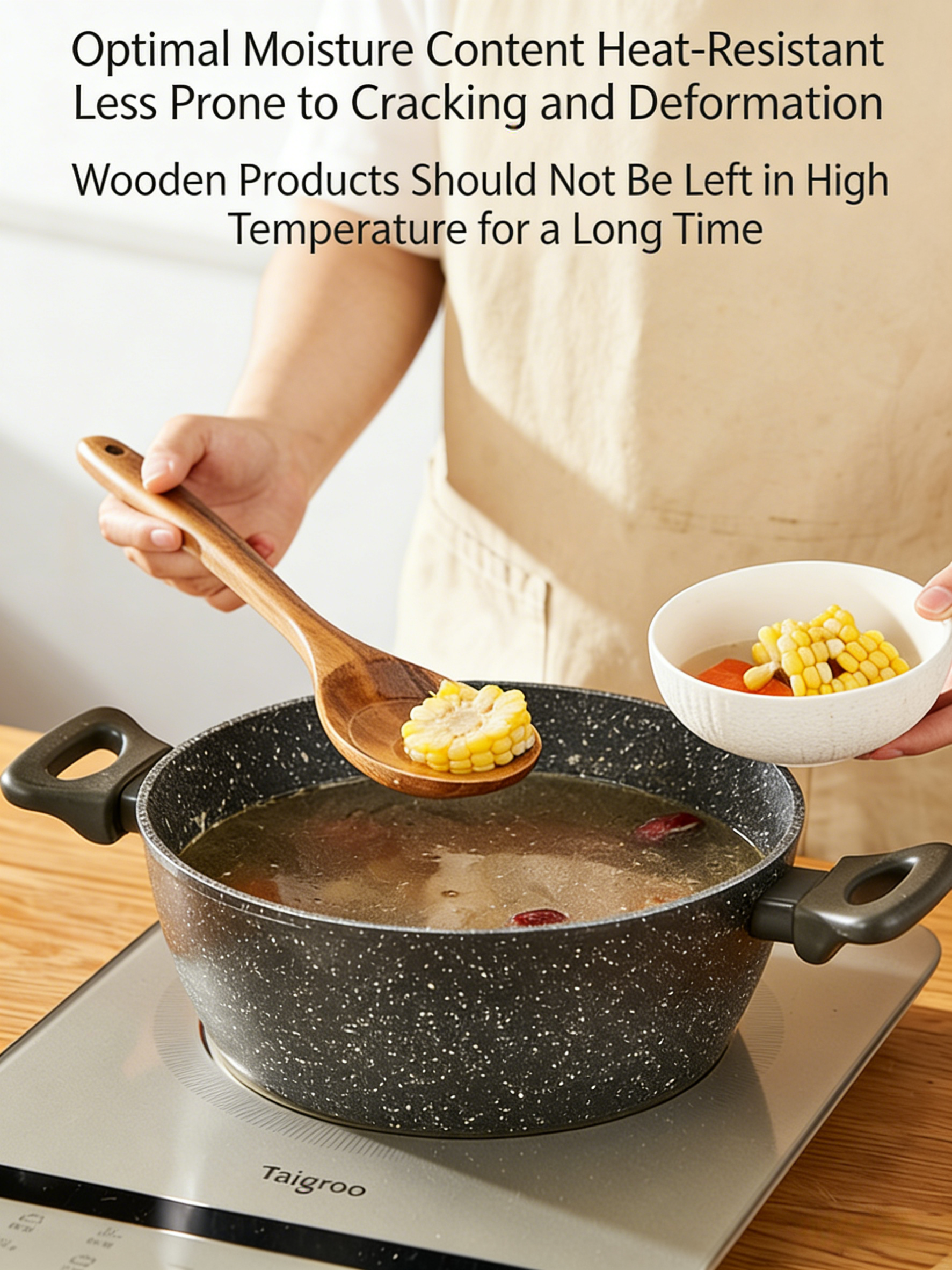 HGD Acacia Wood Kitchen Utensil Set | Non-Stick Wooden Spatula & Spoon for Cooking