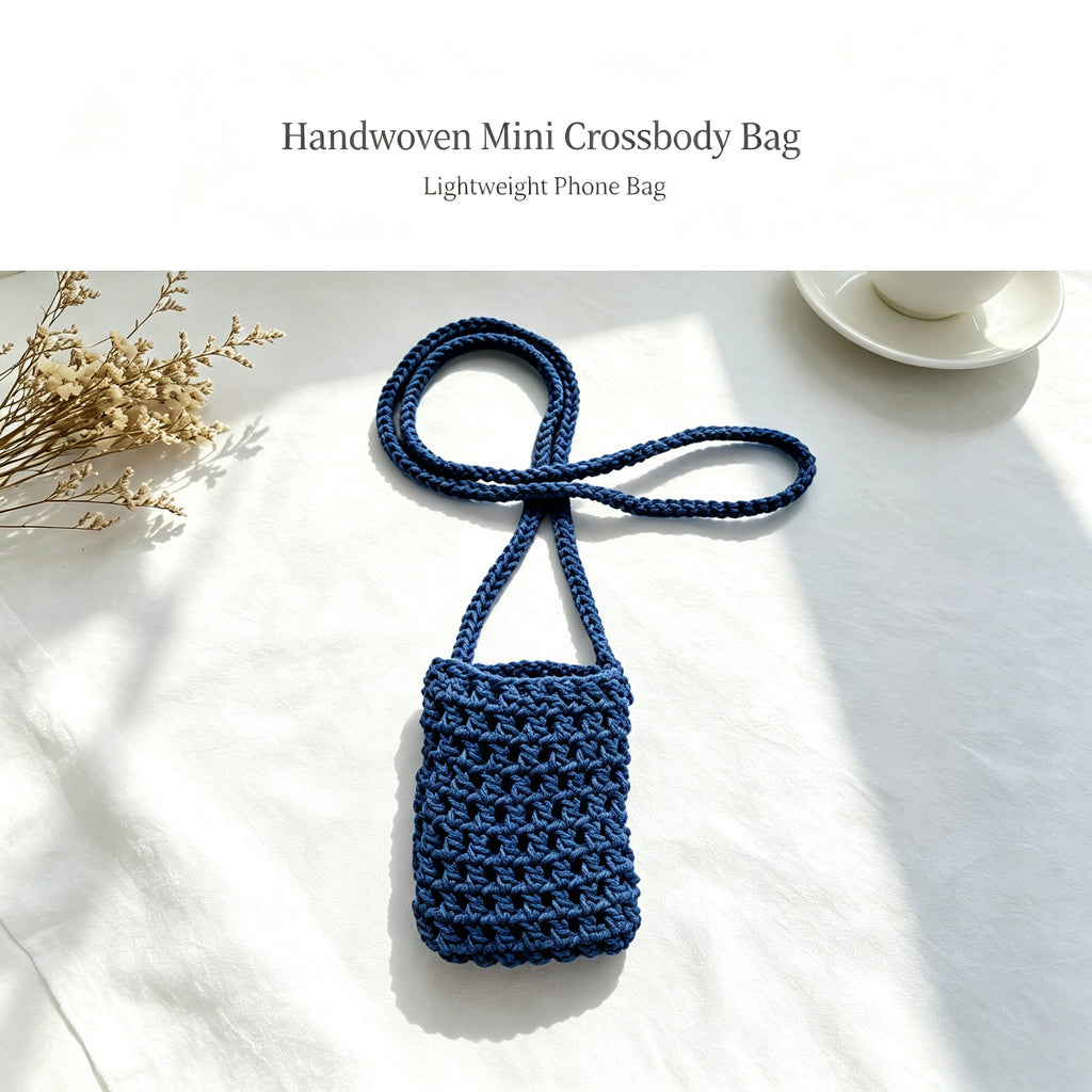 JXG Handwoven Cotton Rope Mini Crossbody Phone Bag