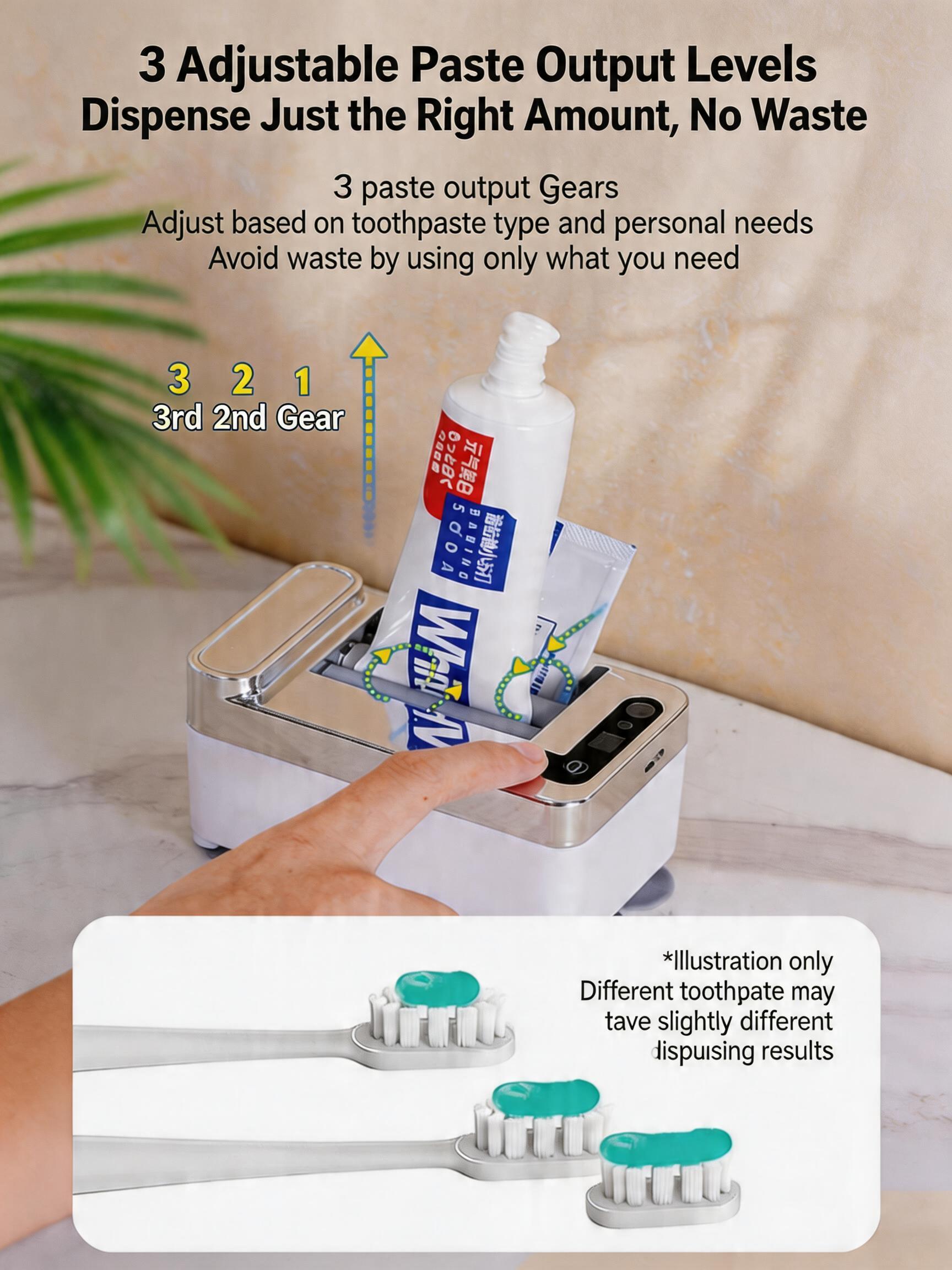 EST Automatic Sensor Toothpaste Dispenser, Rechargeable/Battery Operated Electric Squeezer for Bathroom