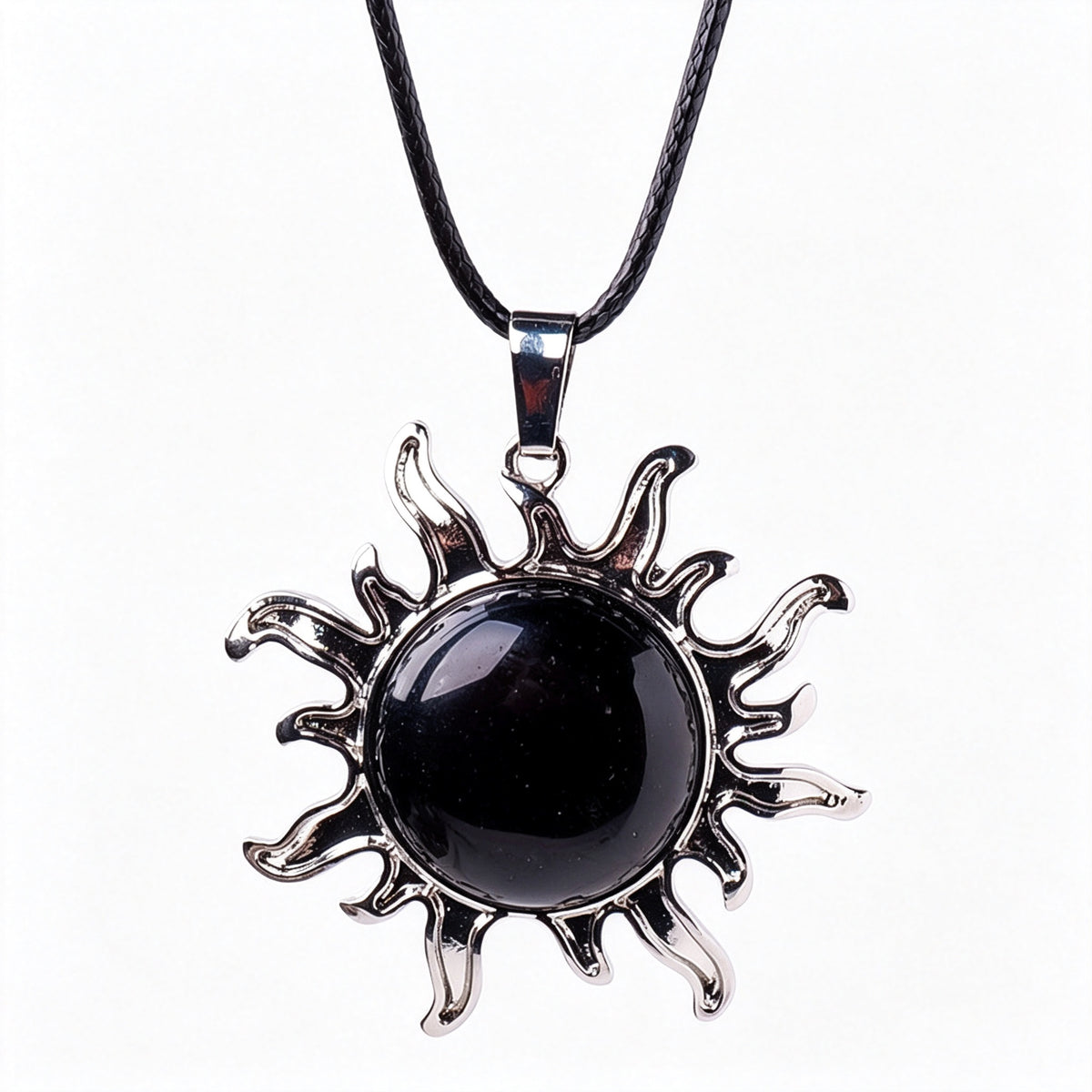 RYS Natural Gemstone Sun Pendant Vintage Alloy Charm for Necklace Jewelry Making
