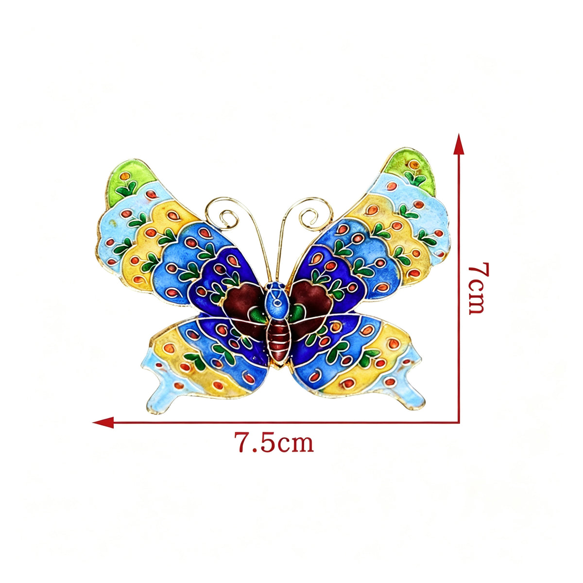 JCJ Vintage Chinese Cloisonne‑Enamel Butterfly Fridge Magnet Set of 4, Copper‑Base Hand‑Crafted Art Ornament, Collectible Cultural Business Gift