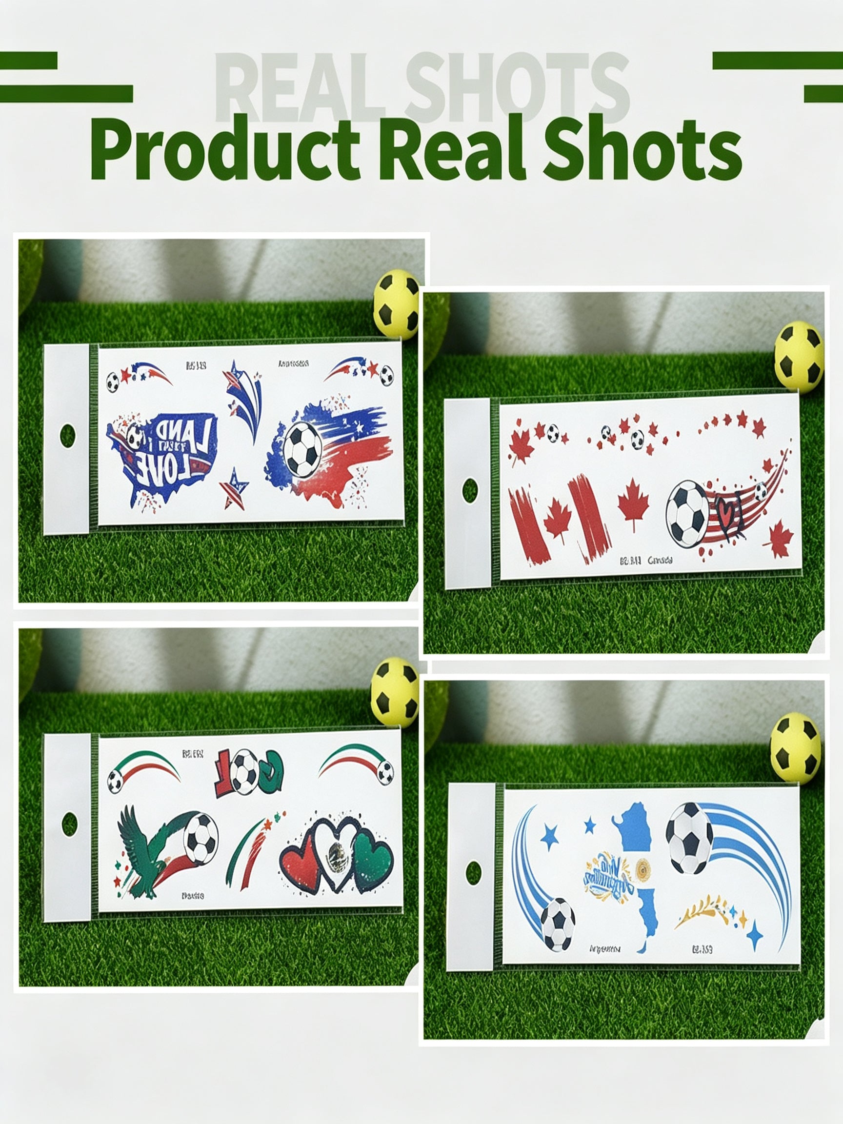 RCT 2026 World Cup Face Paint Temporary Tattoos – 5 Pack | Soccer Makeup Stickers, Safe Soy Ink, Waterproof, RoHS CE CPC UKCA Certified