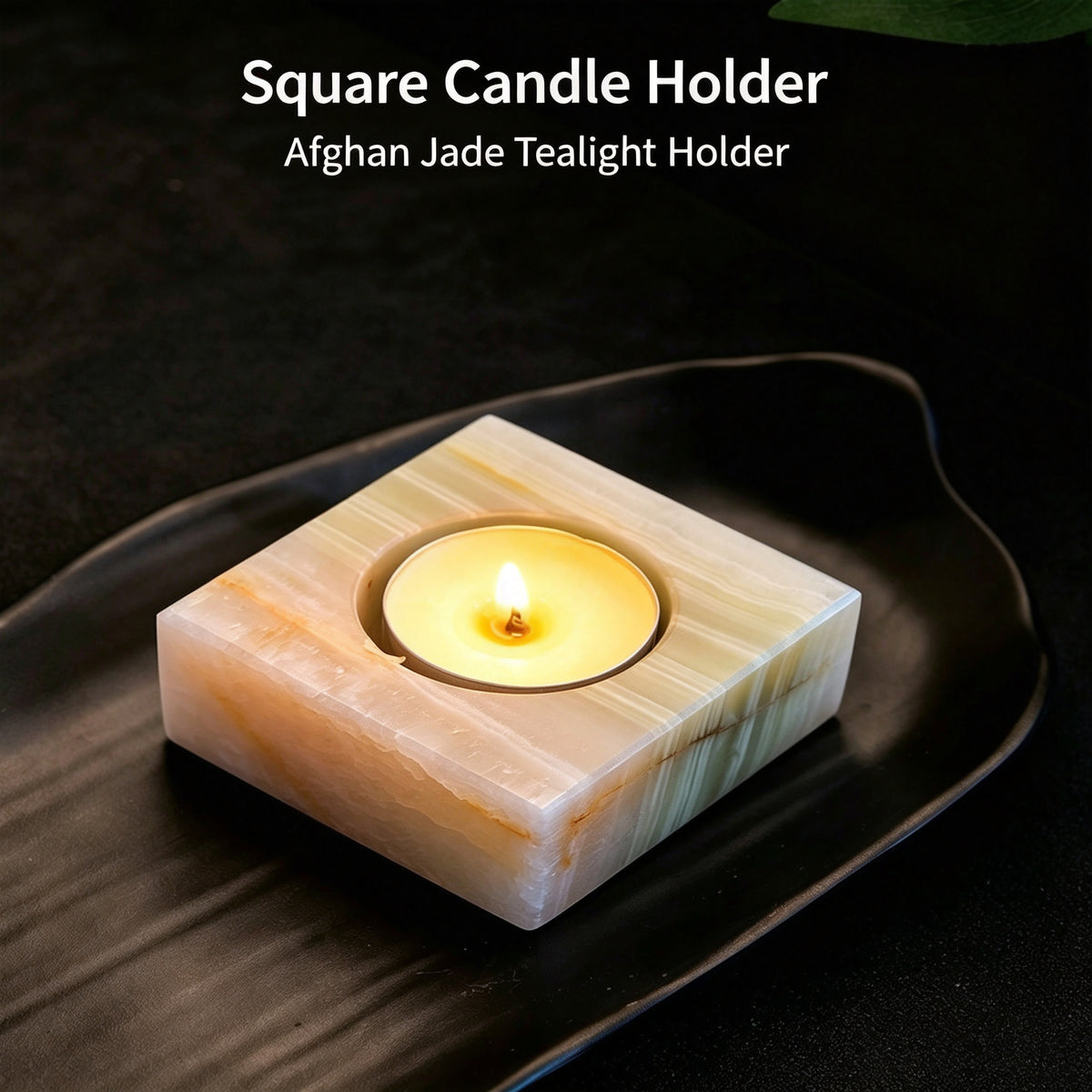 RYS Natural Afghanistan Jade Candle Holder, Elephant Square Heart Shape, Aromatherapy Wax Base, Raw Stone Decor for Home Decor