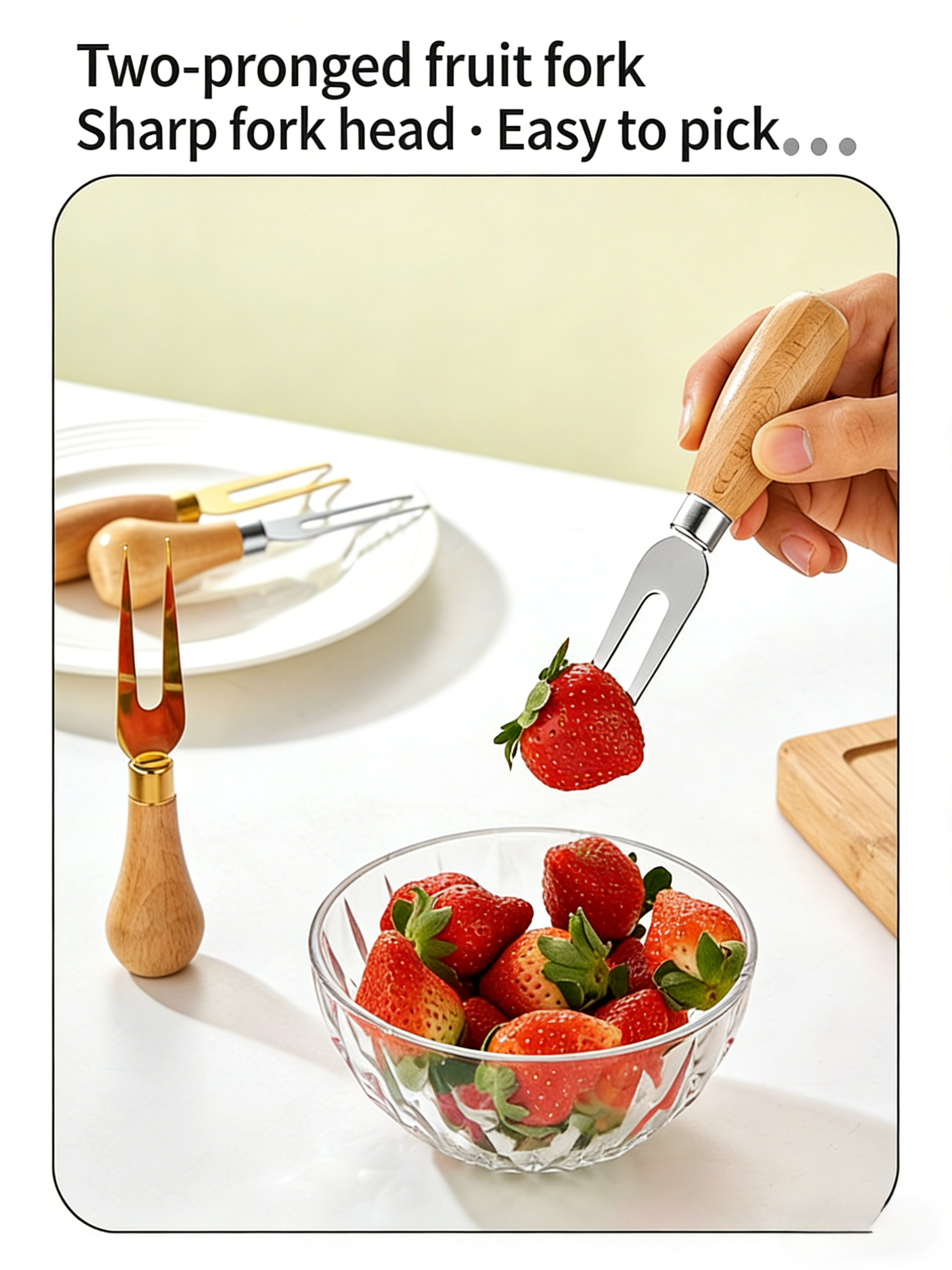 HGD 304 Stainless Steel Kitchen Tool with Beech Wood Handle | Mini Potato Masher & Fruit Fork Butter Knife Set