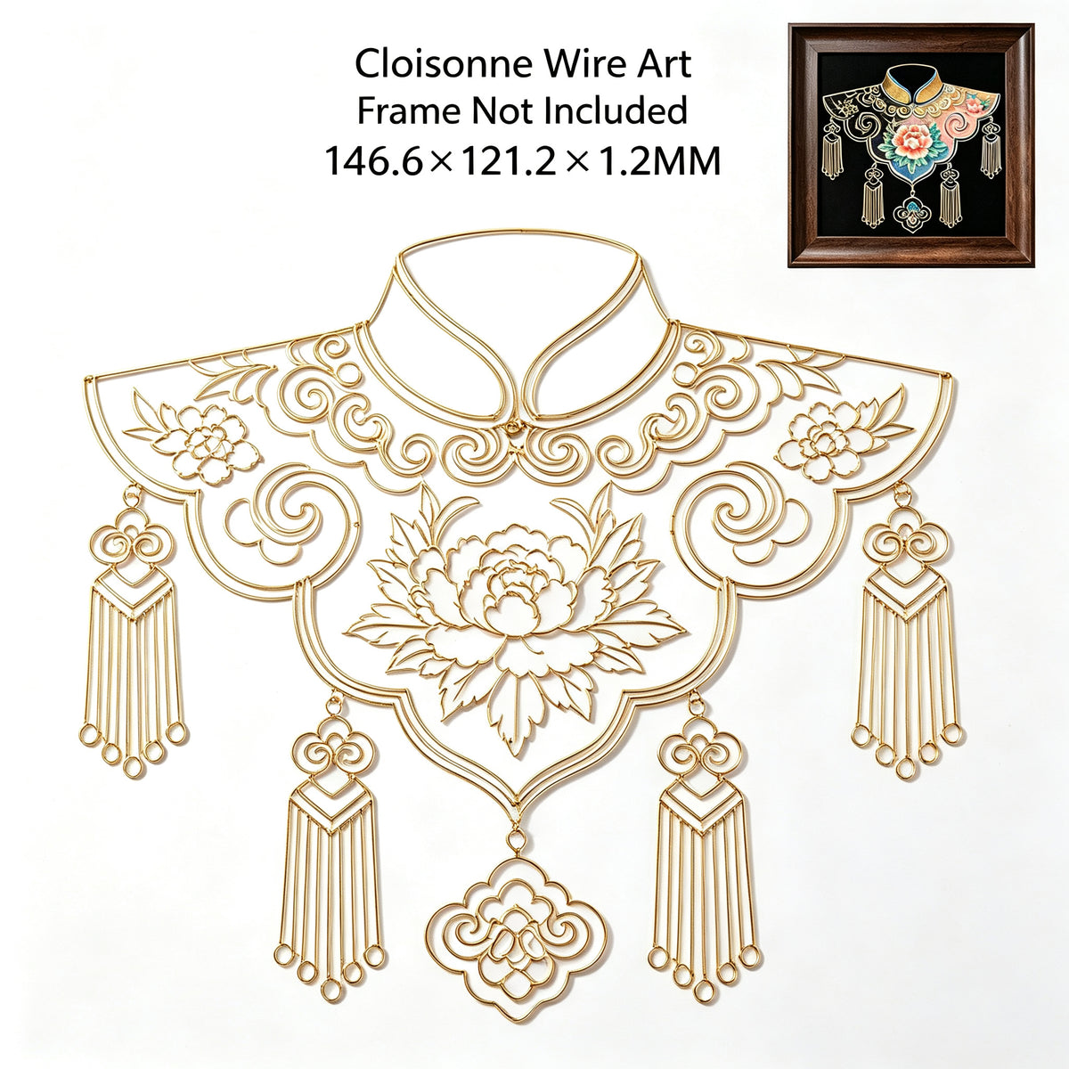 PXWG Chinese Cloud Shoulder Cloisonne DIY Craft Kit Non‑Heritage Enamel Wire Painting Handmade Cultural Activity Gift Home Wall Decor Ornament