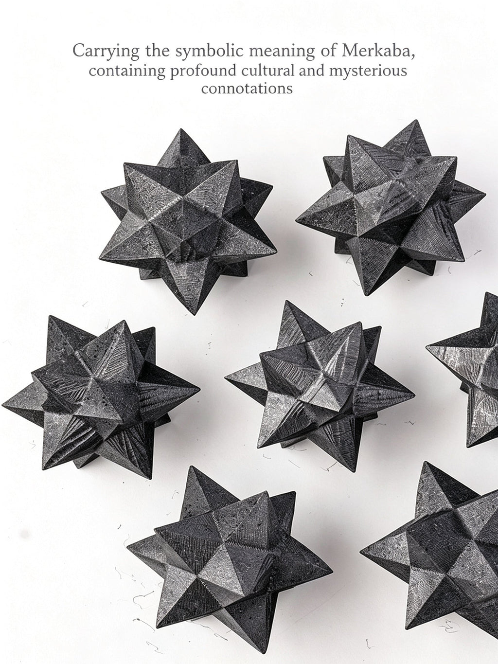 RYS  Natural Russian Shungite Merkaba Star Ornament | Polished Crystal Energy Sculpture (4-5cm)