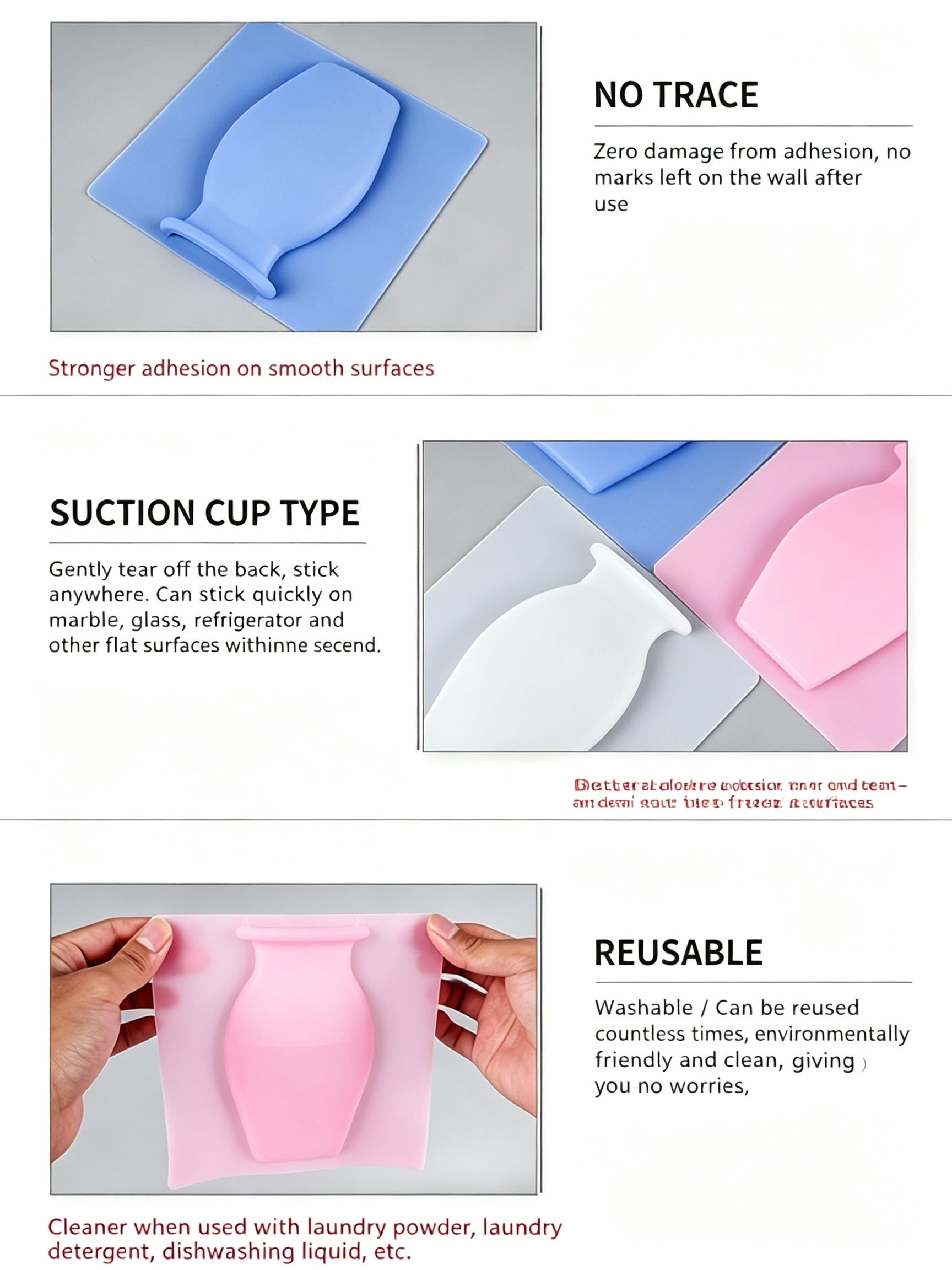 WEY Wiederverwendbare Silikon-Wandvase (2er-Pack) – ohne Bohren, wasserdicht, selbstklebender Blumentopf für Heim- und Badezimmerdekoration