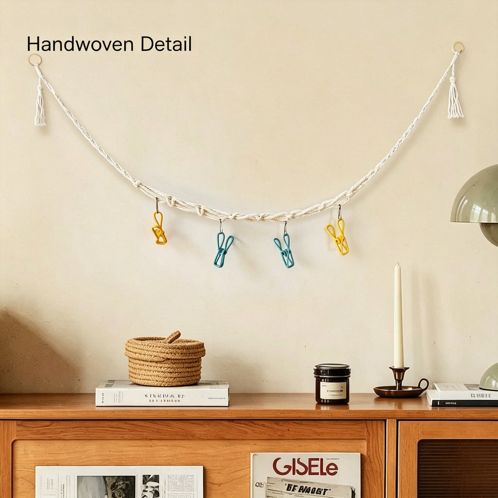 JXG Handwoven Cotton Hanging Rope Plush Toy Storage Wall Garland Ins Style Home Decor