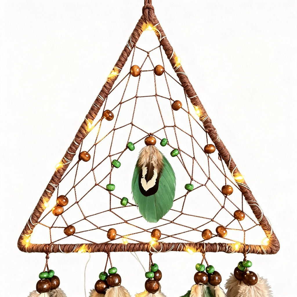 MGY Hand‑Woven Triangle Dreamcatcher Wall Hanging Bohemian Feather Home Decor Ornament