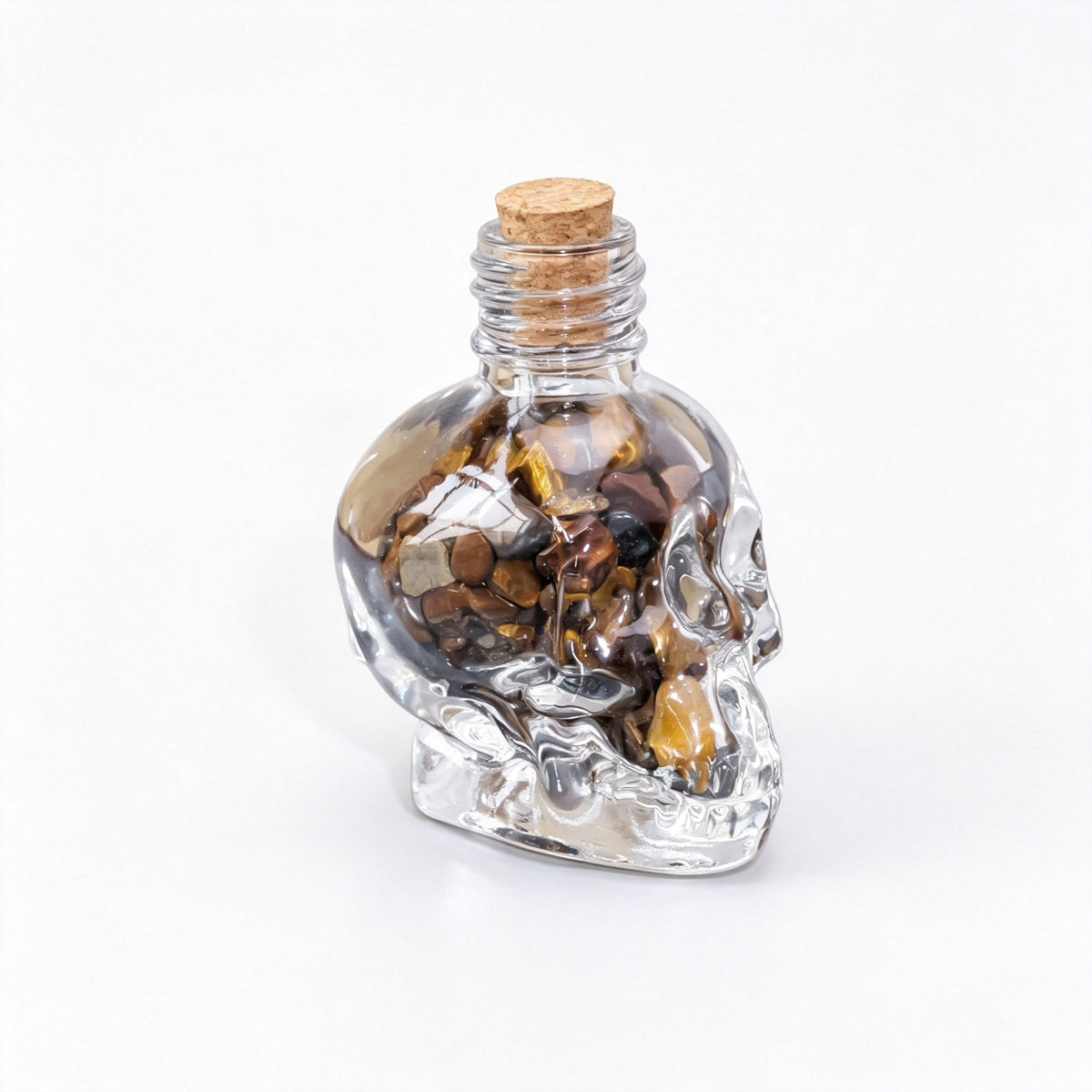 RYS Natural Crystal Chips Wish Bottle Cat Skull Shaped Glass Cork Bottle Halloween Home Decor Gift