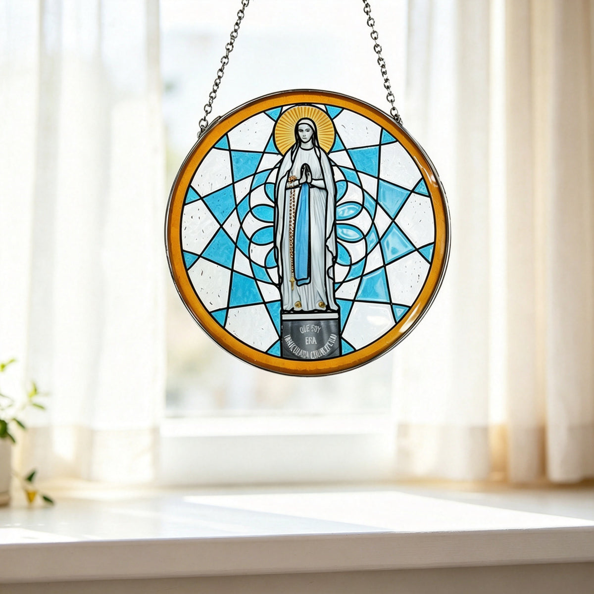 YAP Stained Glass Hanging Ornament Window Suncatcher Home Villa Wall Hanging Decor