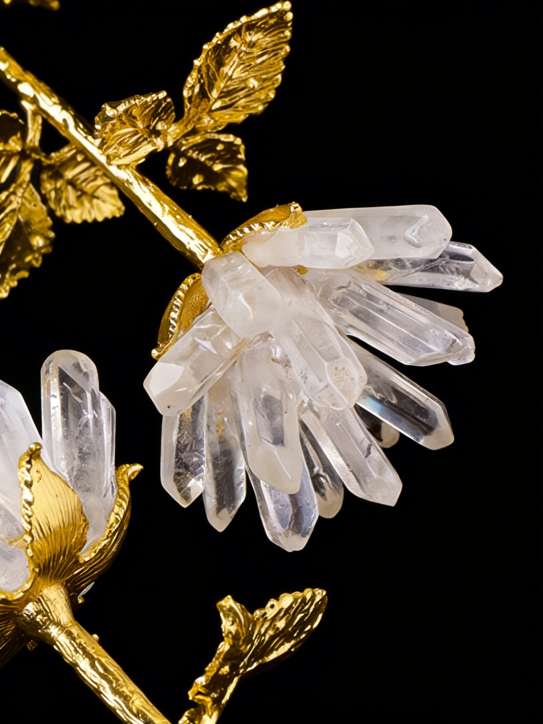 RYS Natural Clear Quartz Rose Crystal Flower | Raw Crystal Single Stem Flower Bouquet | Healing Crystal Gift for Home Decor