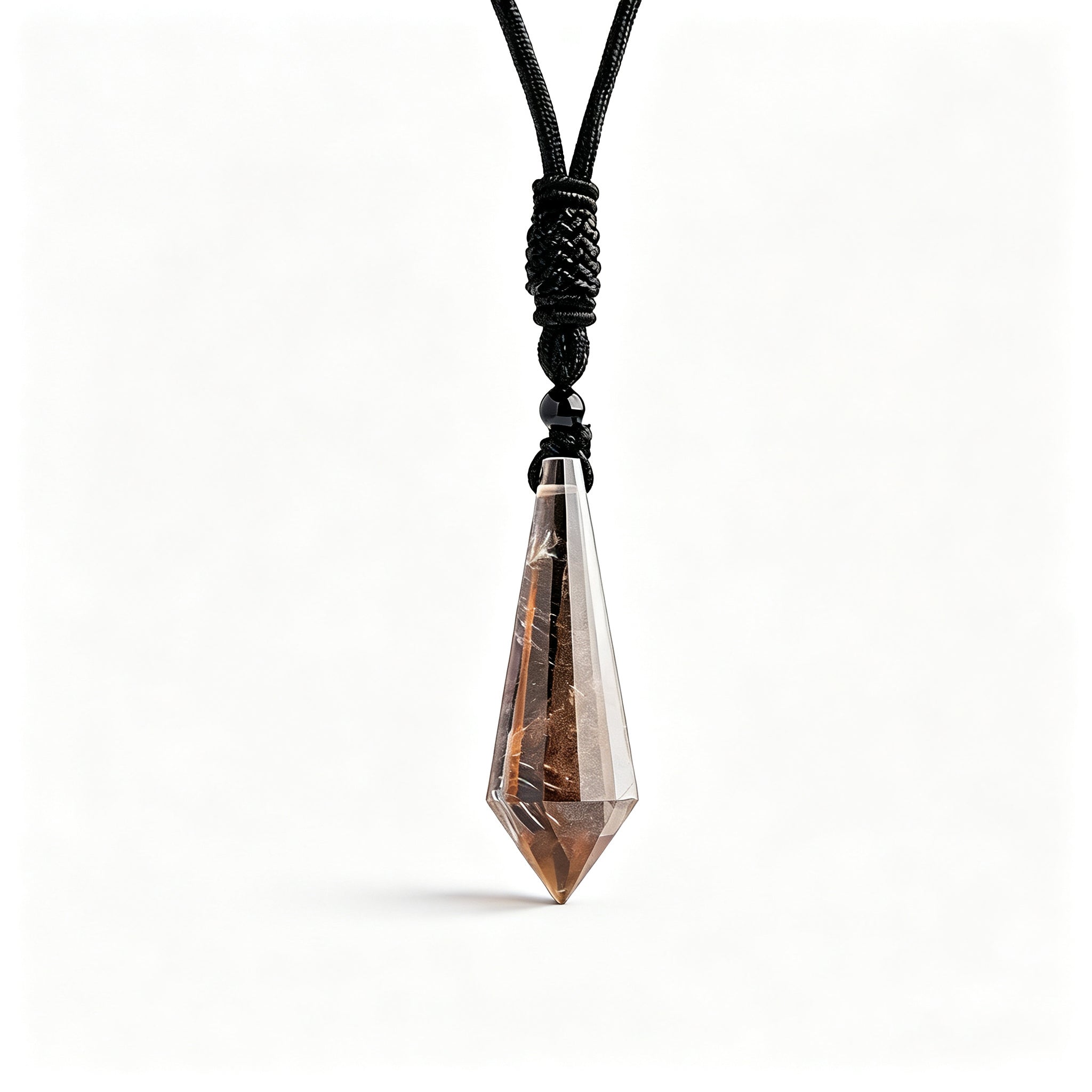 RYS 12 Facet Natural Crystal Pendulum Pendant, Raw Stone Dowsing Pendulum for Meditation Divination, Healing Crystal Jewelry