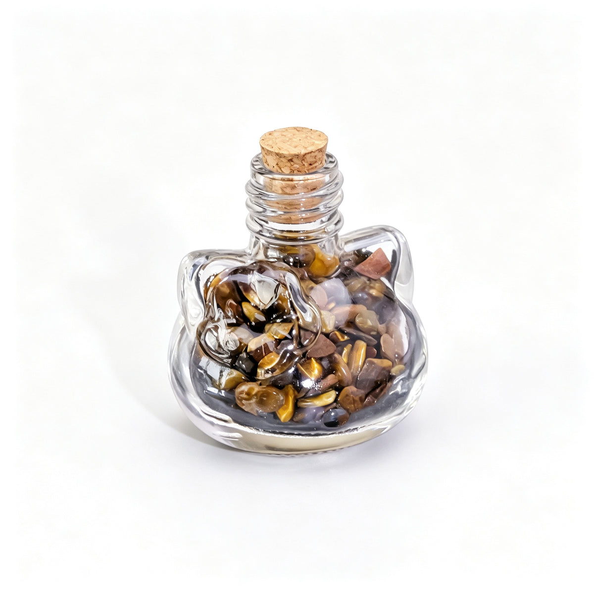 RYS Natural Crystal Chips Wish Bottle Cat Skull Shaped Glass Cork Bottle Halloween Home Decor Gift