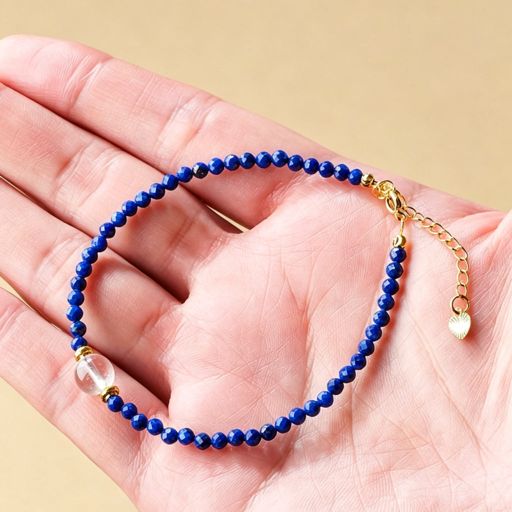 RYS Natural Mixed Crystal Single Strand Bracelet 3-3.5+8mm Round Bead Minimalist Jewelry Gift