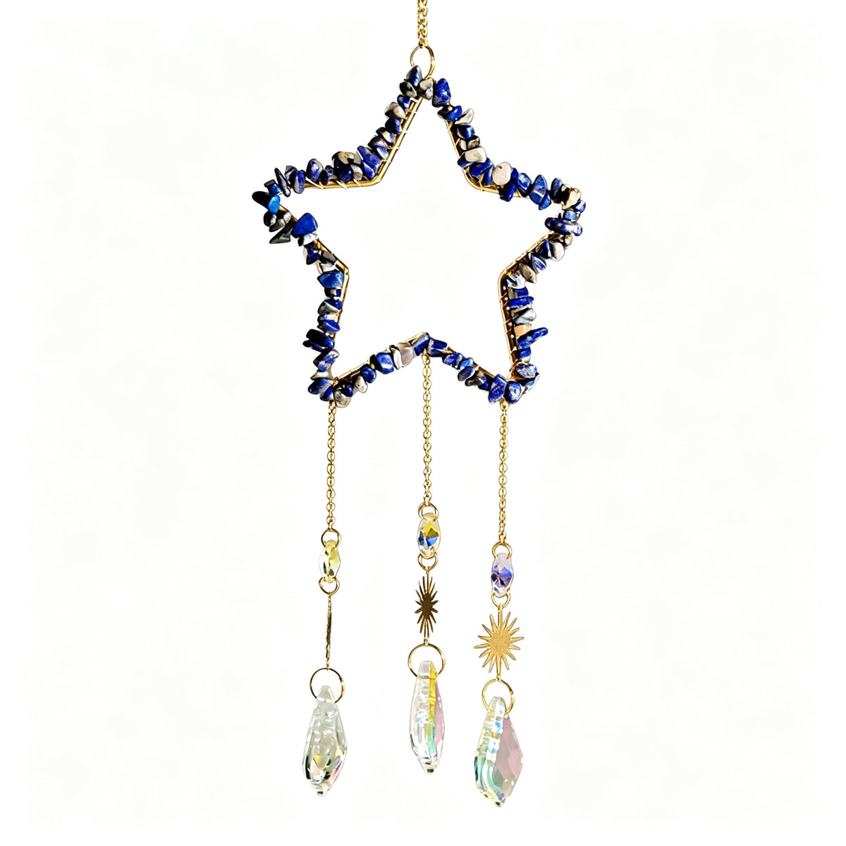 RYS Natural Crystal Chips Star Sun Catcher Hanging Ornament