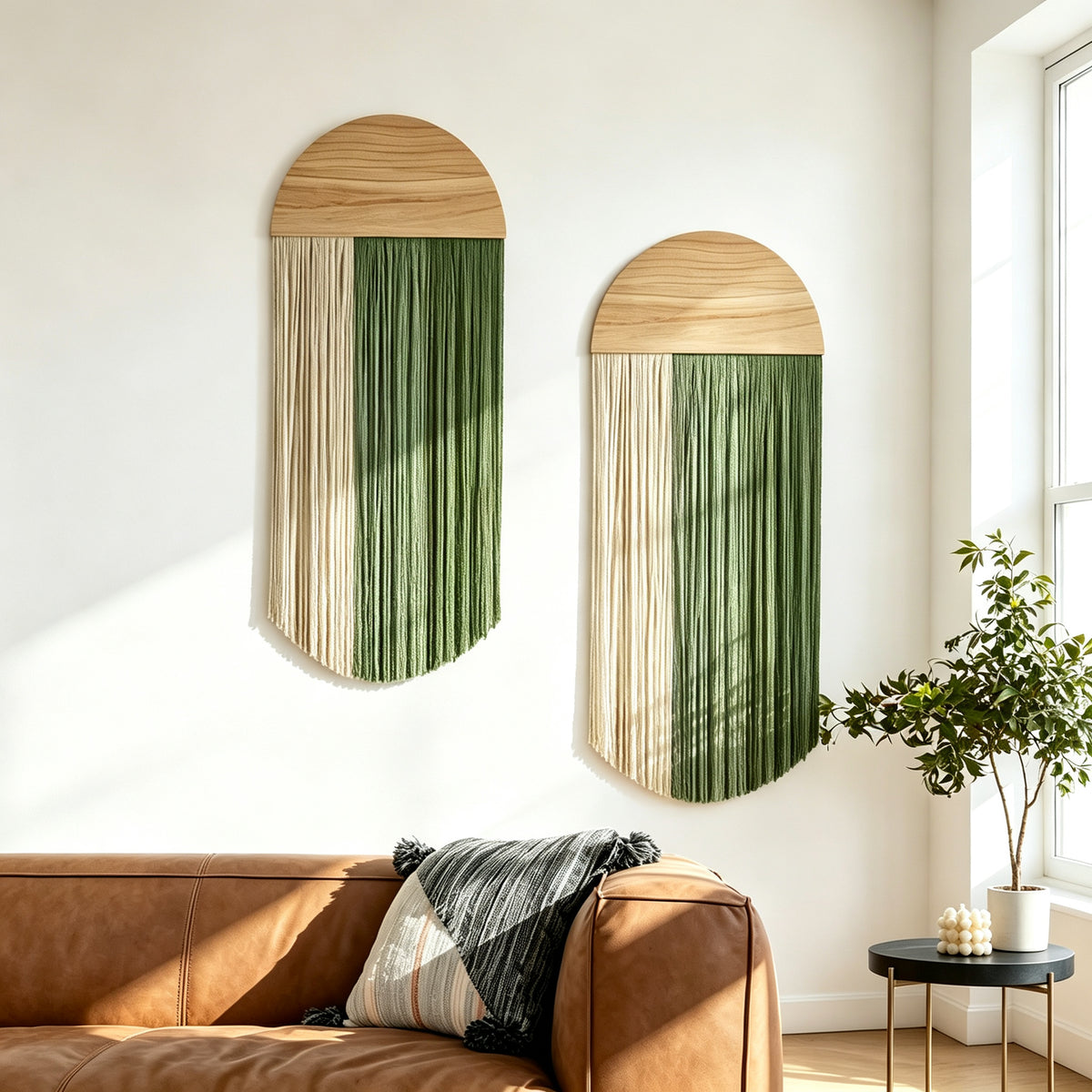 JXG Round Wooden Tassel Wall Hanging Handwoven Macrame Wall Decor for Bedroom Cafe Airbnb