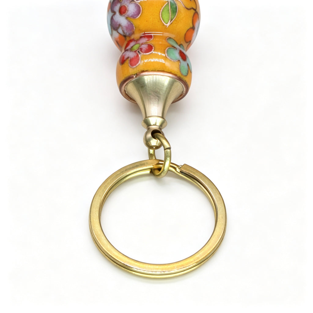 JCJ Vintage Cloisonne Enamel Gourd Keychain Handmade Chinese Bagua Charm