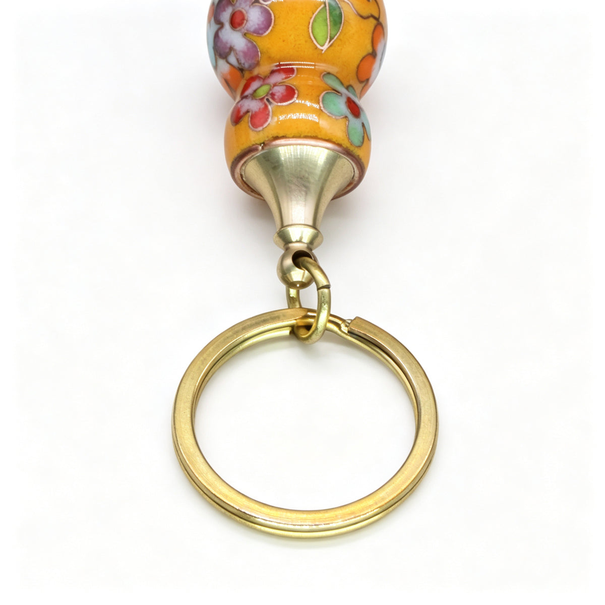 JCJ Vintage Cloisonne Enamel Gourd Keychain Handmade Chinese Bagua Charm