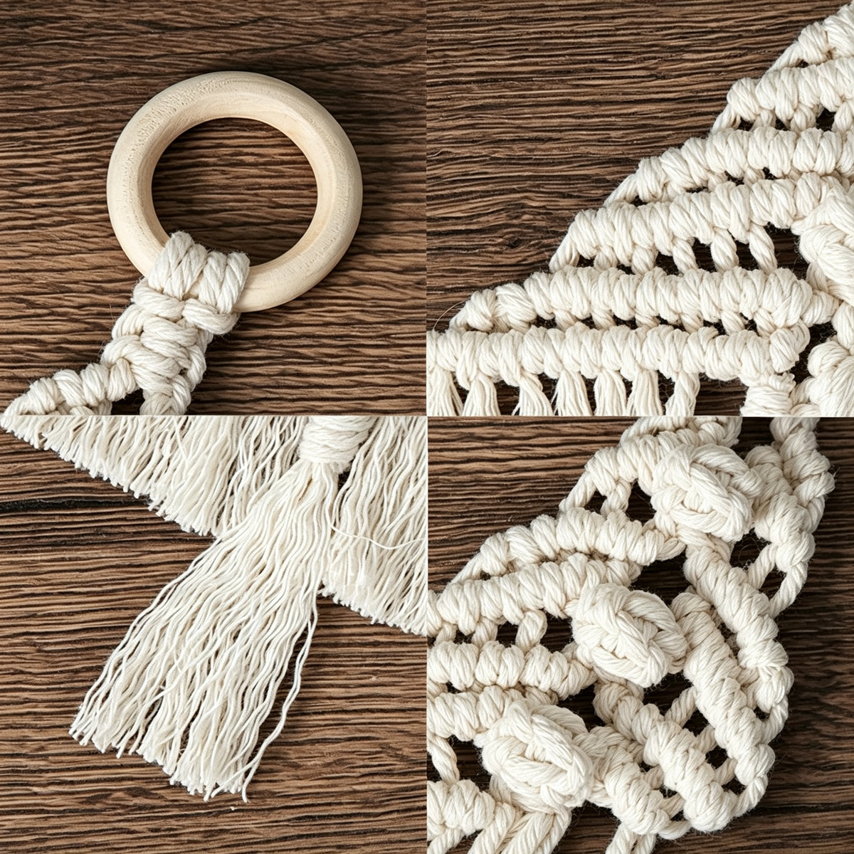JSE Handwoven Cotton Cord Christmas Tree Wall Hanging Boho Holiday Decor