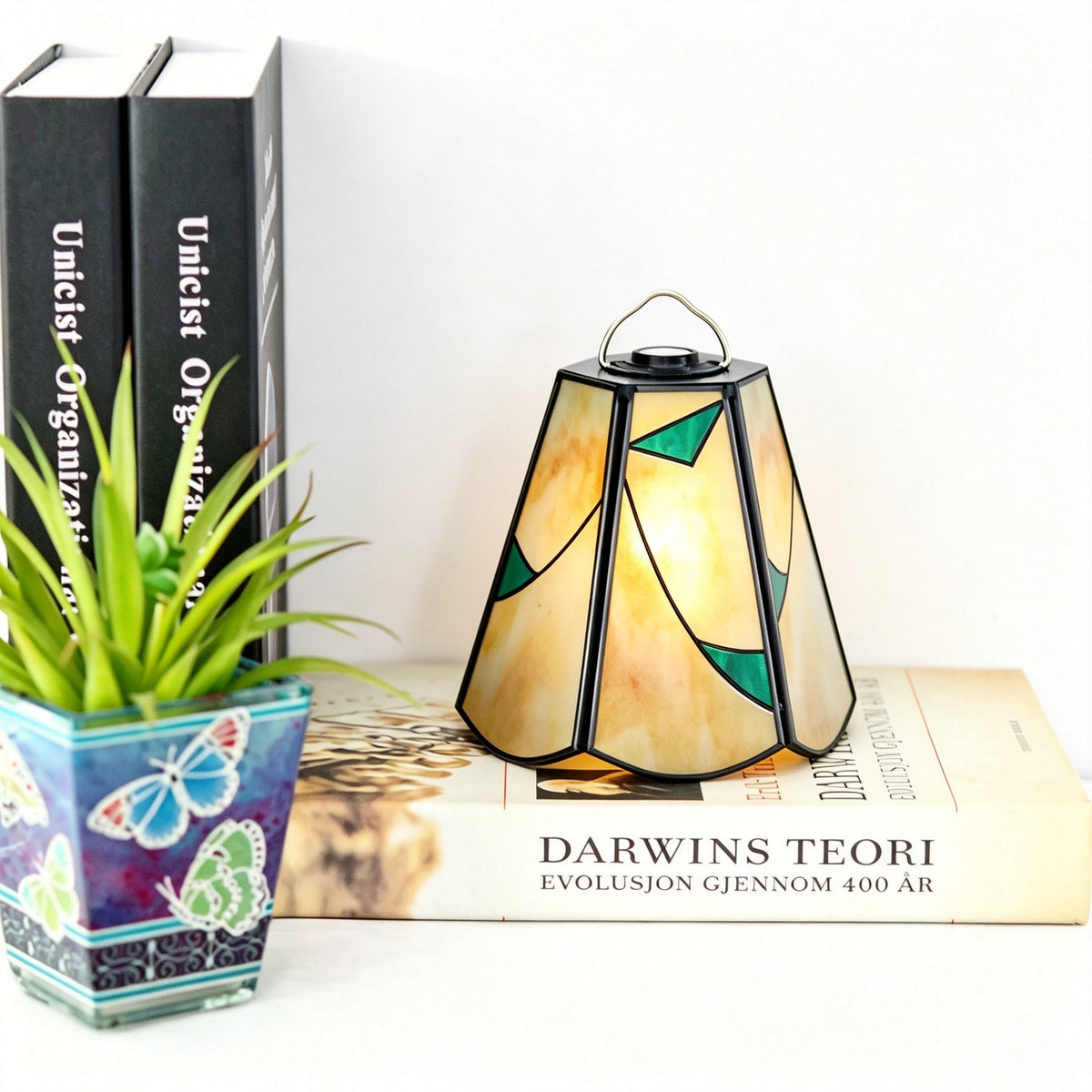 YAP Custom Made 2Pcs Stained Glass Copper Foil Inlay Replacement Lamp Shade, Chinese Geometric Lampshade