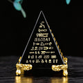 RYS Natural Obsidian & Clear Quartz Crystal Pyramid with Engraved Sutra | Meditation Energy Tower for Healing & Spiritual Decor