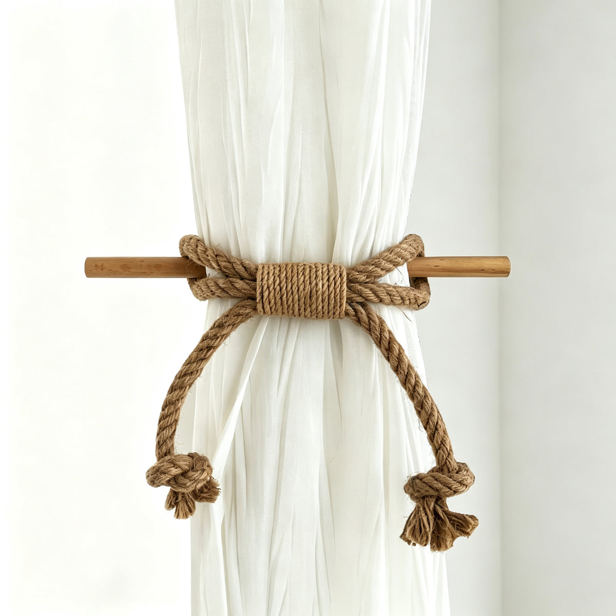JXG Handwoven Cotton Curtain Tie Backs Boho Rope Tiebacks Set of 2