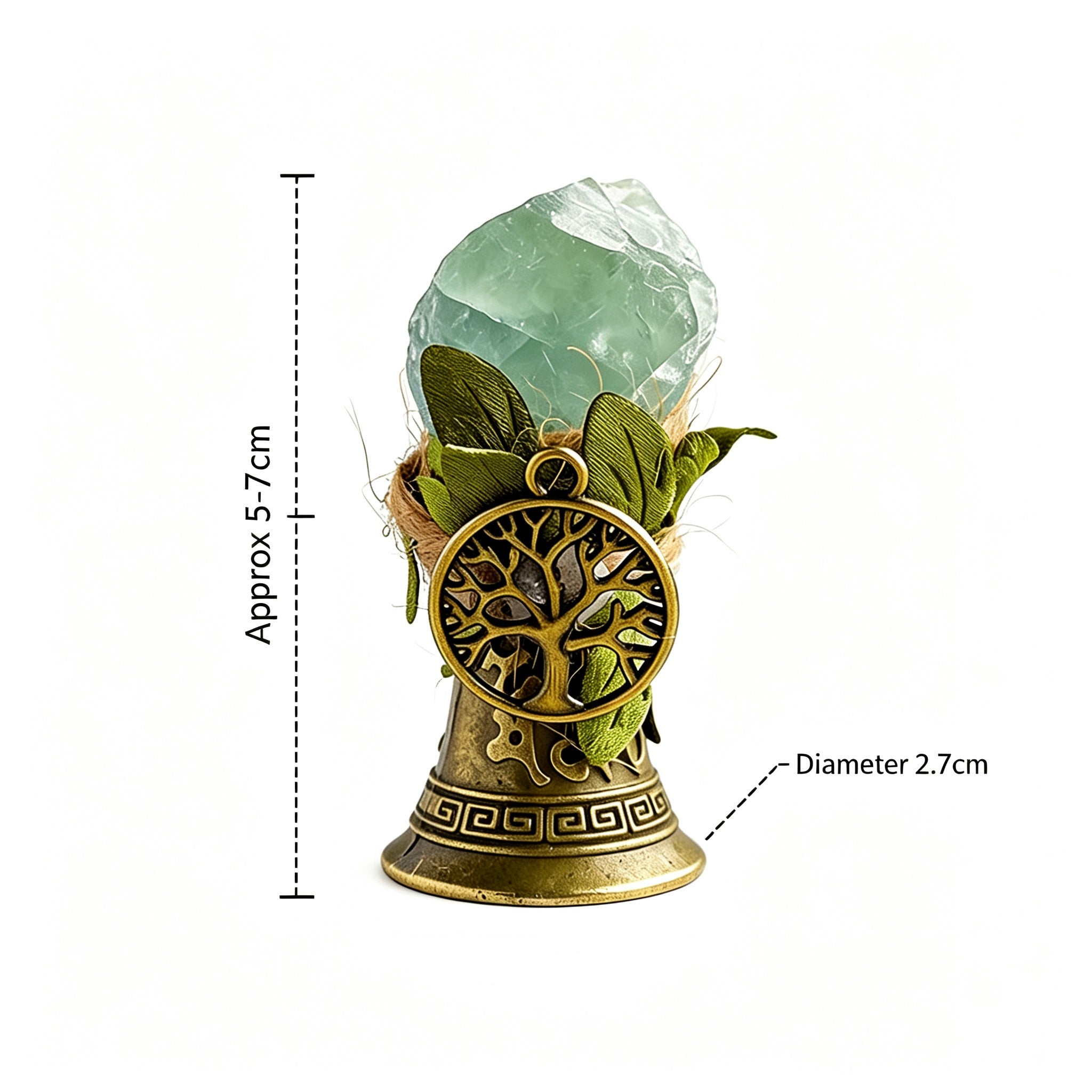 RYS Crystal Point Hand Bell with Tree of Life Charm - Natural Gemstone Decorative Ornament for Home & Spiritual Gifts