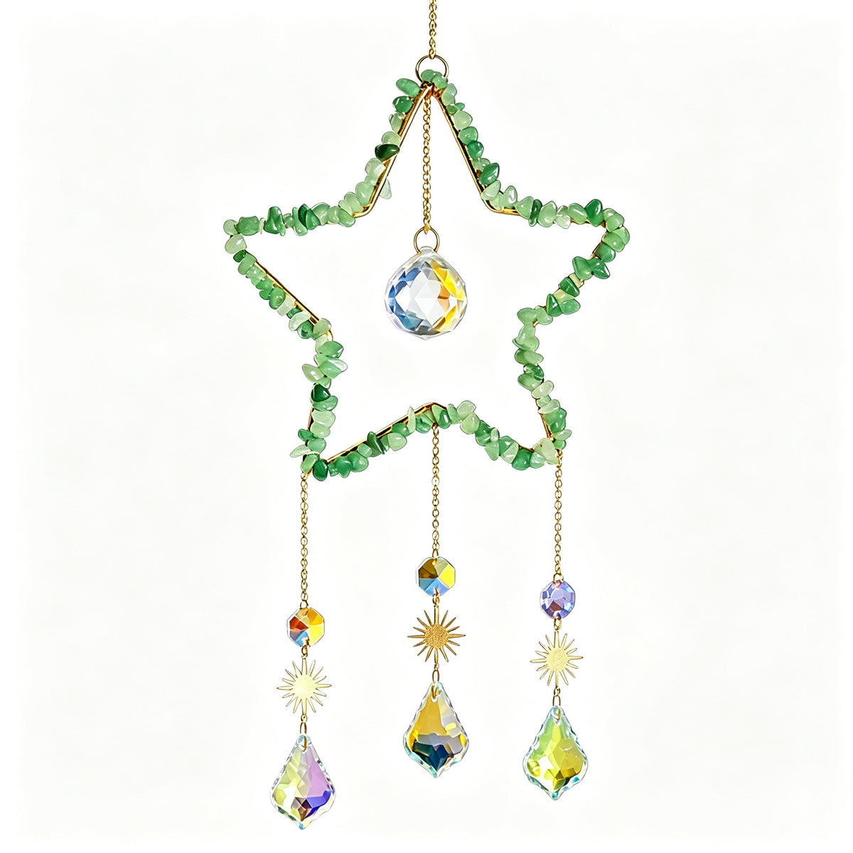 RYS Natural Crystal Chips Star Sun Catcher Hanging Ornament