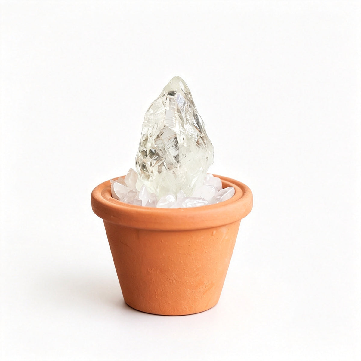 RYS Natural Crystal Raw Ore Ceramic Pot Bonsai, Gemstone DIY Potted Ornament, Home Desktop & Car Decor