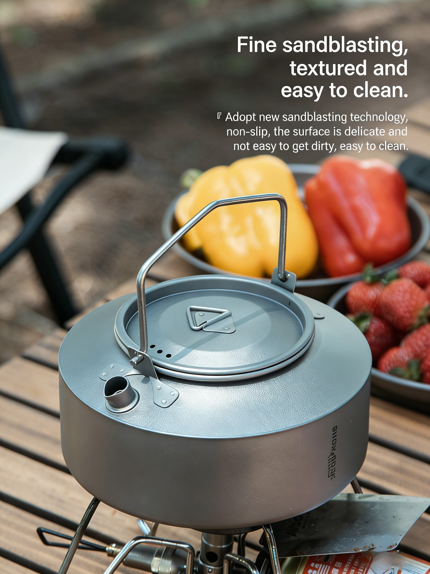SNR Titanium Campingwasserkocher | 600-1000ml Leichter Outdoor Wasserkocher mit klappbarem Griff