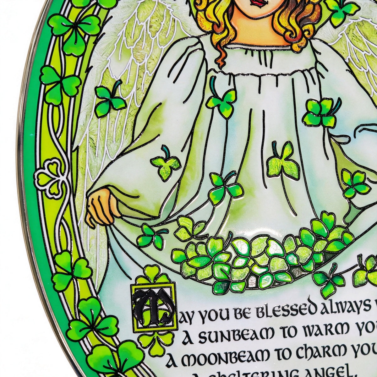 YAP Stained Glass Suncatcher Hanging Ornament, Angel Clover Window Wall Decor, Pastoral Home Gift