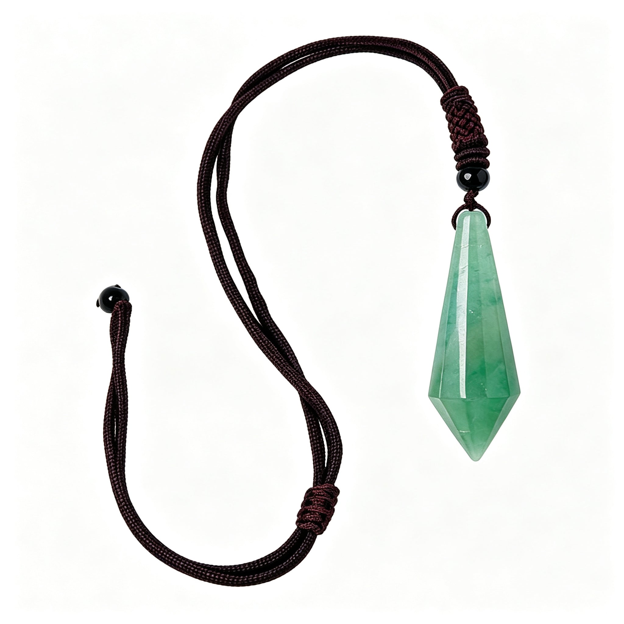 RYS 12 Facet Natural Crystal Pendulum Pendant, Raw Stone Dowsing Pendulum for Meditation Divination, Healing Crystal Jewelry