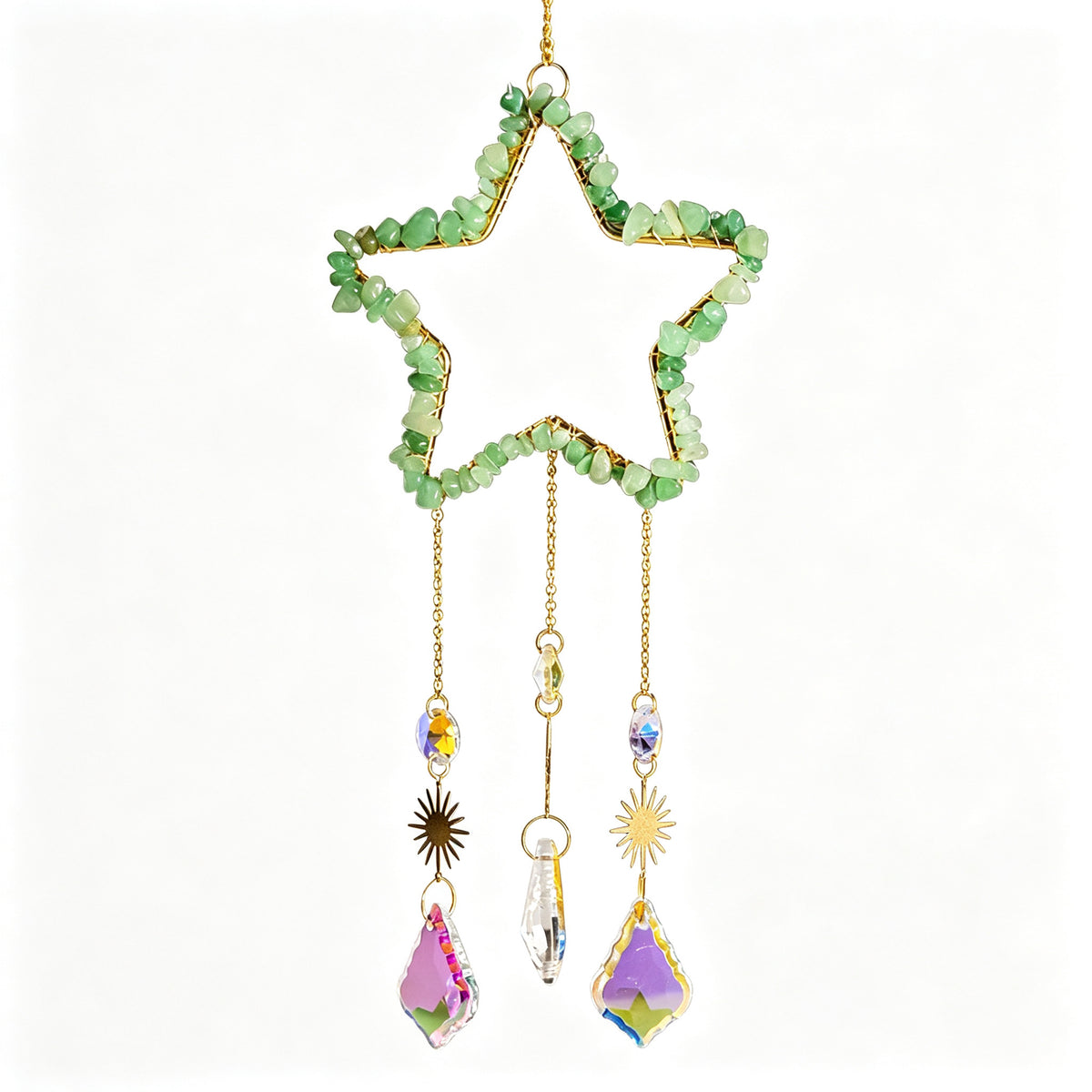 RYS Natural Crystal Chips Star Sun Catcher Hanging Ornament