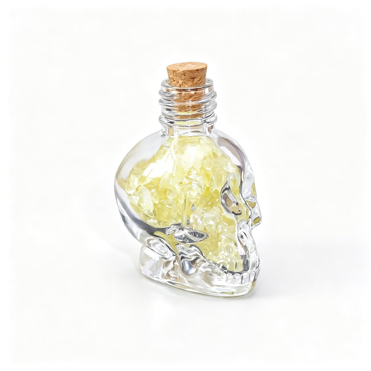 RYS Natural Crystal Chips Wish Bottle Cat Skull Shaped Glass Cork Bottle Halloween Home Decor Gift