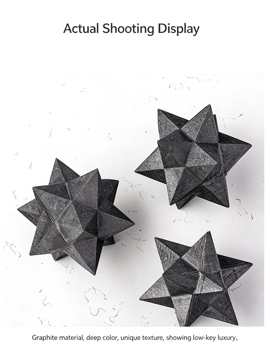 RYS  Natural Russian Shungite Merkaba Star Ornament | Polished Crystal Energy Sculpture (4-5cm)