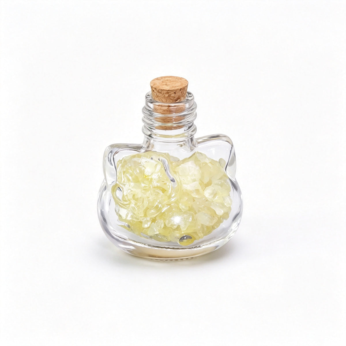 RYS Natural Crystal Chips Wish Bottle Cat Skull Shaped Glass Cork Bottle Halloween Home Decor Gift