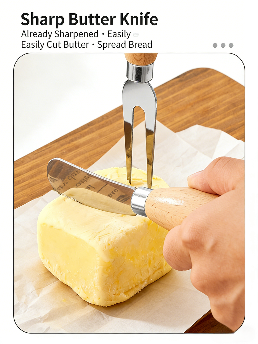 HGD 304 Stainless Steel Kitchen Tool with Beech Wood Handle | Mini Potato Masher & Fruit Fork Butter Knife Set