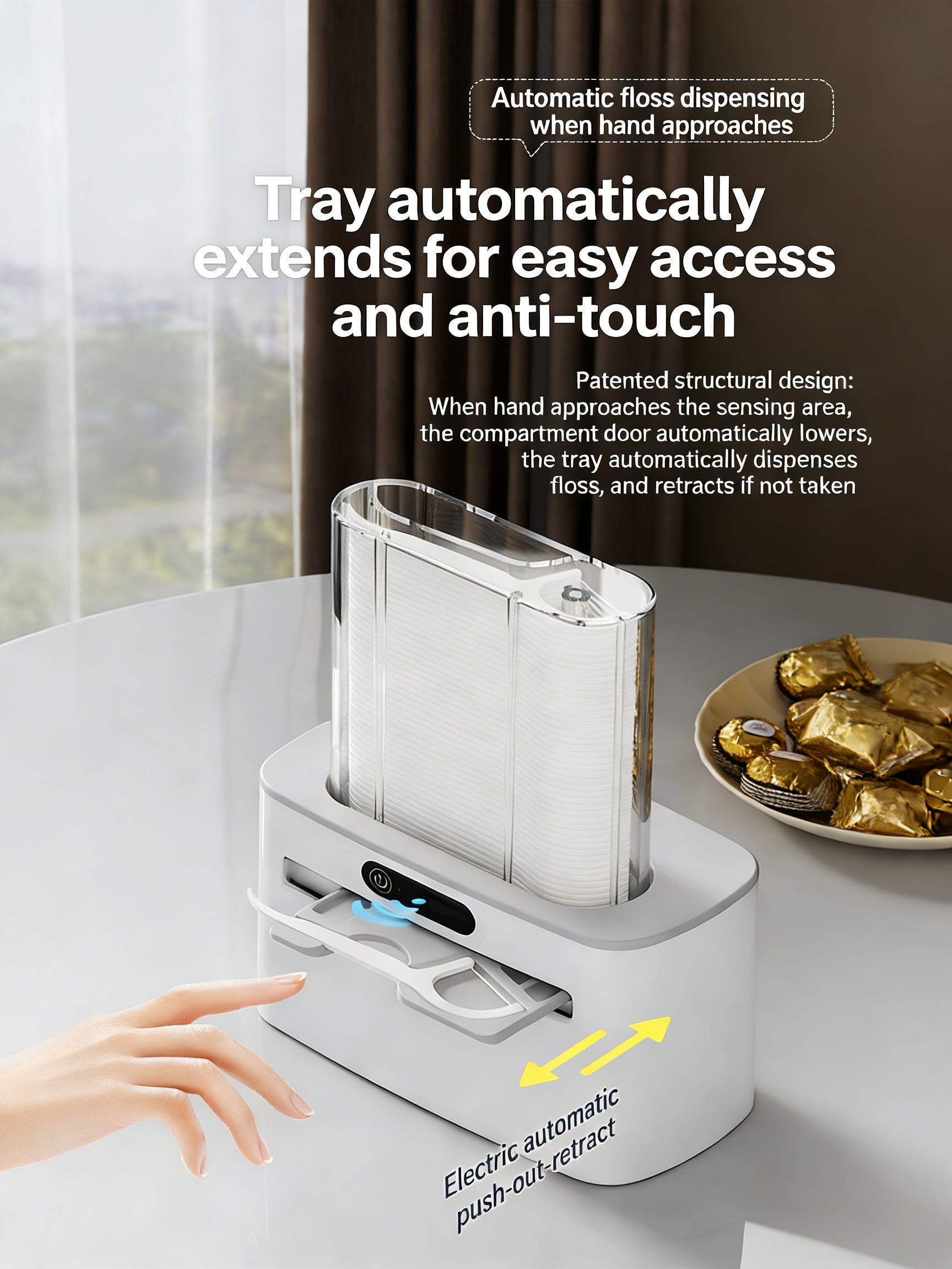 EST Automatic Sensor Dental Floss Dispenser with Refillable Floss Picks
