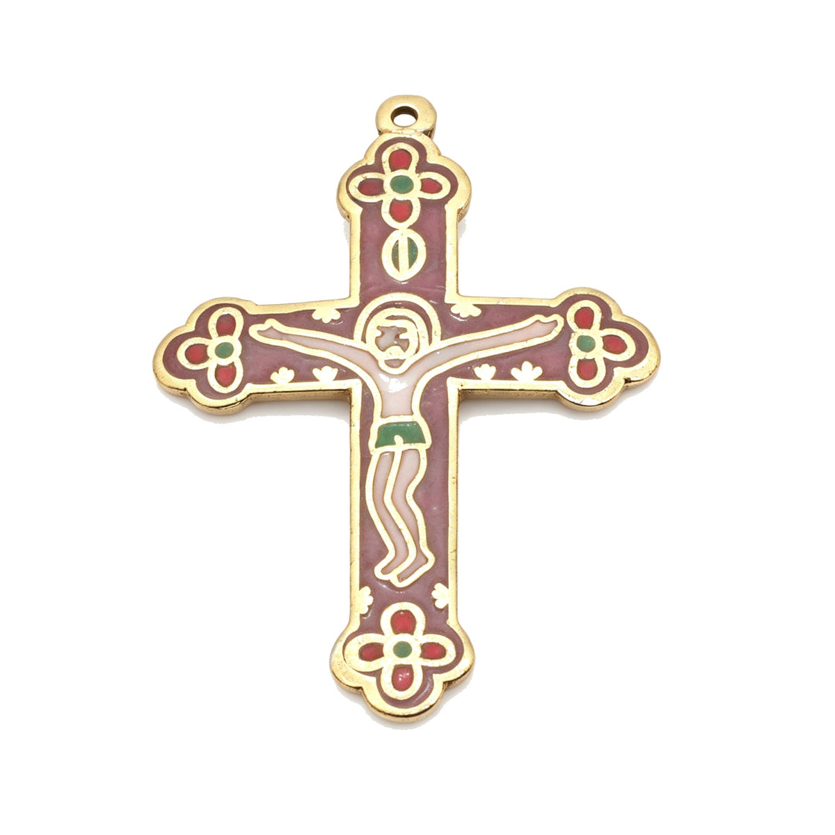 JCJ Vintage Cloisonne Cross Pendant Enamel Charms DIY Jewelry Making