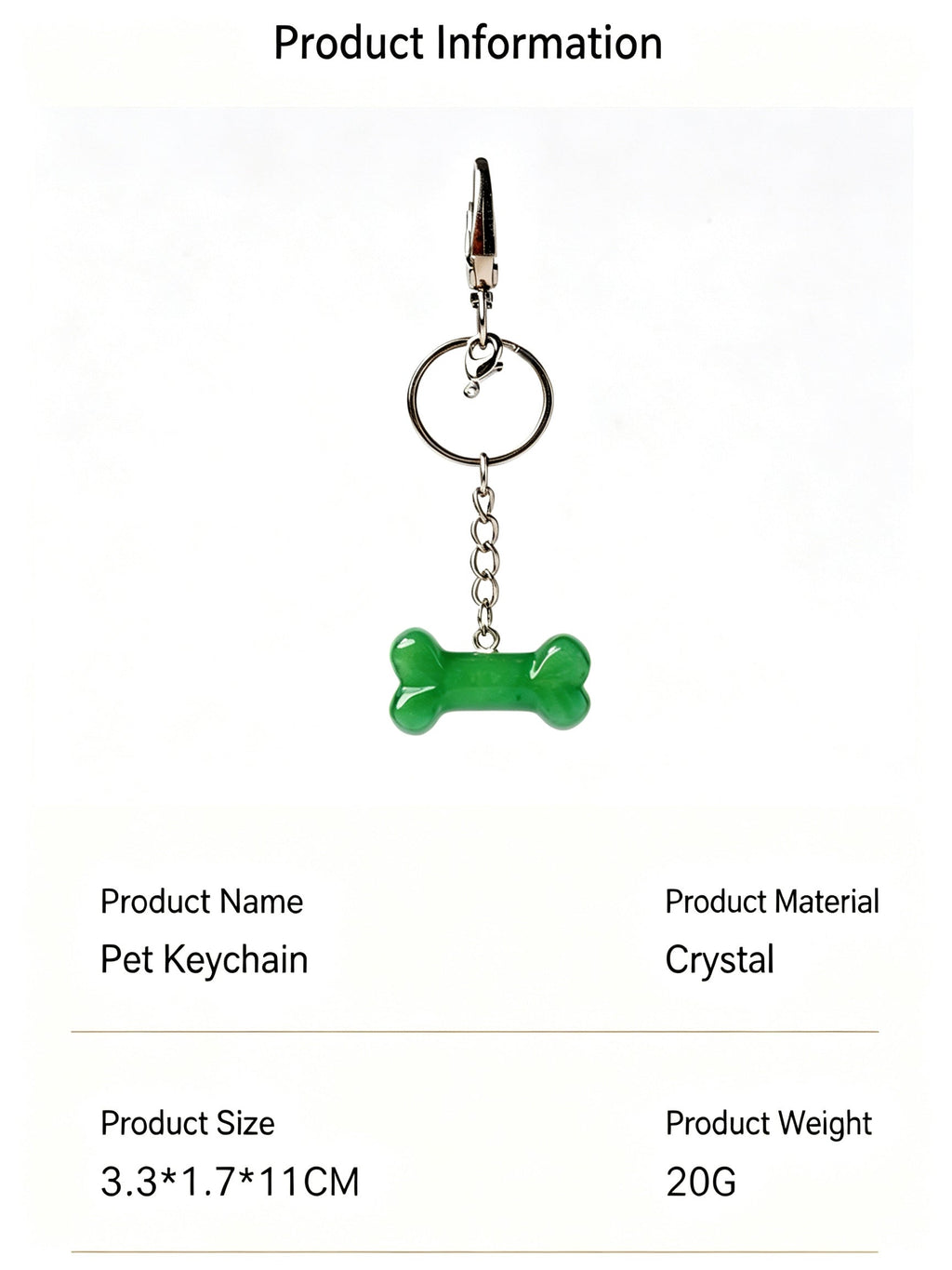 RYS Natural Crystal Bone Pet Keychain / Bag Charm