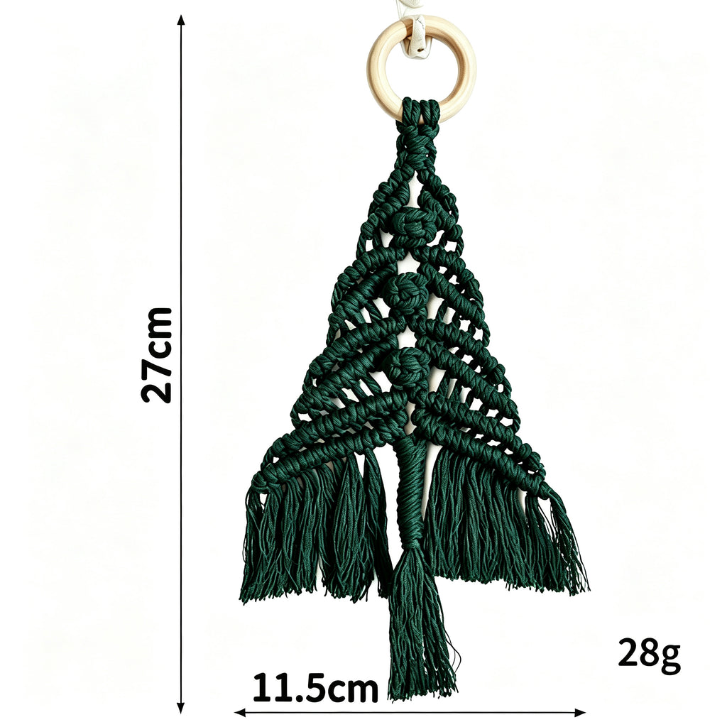 JSE Handwoven Cotton Cord Christmas Tree Wall Hanging Boho Holiday Decor