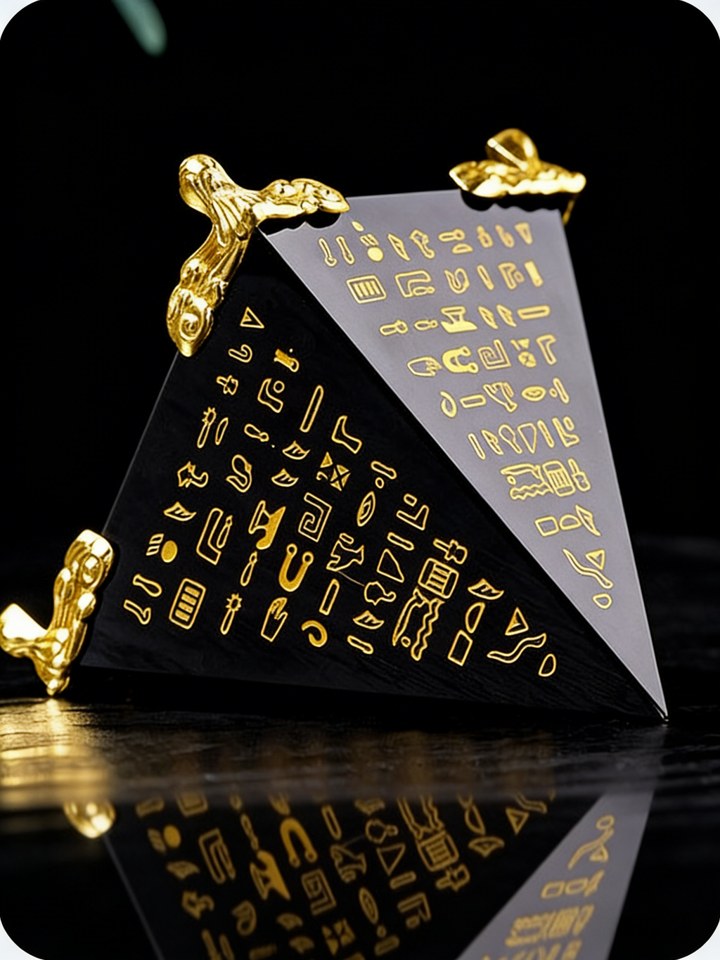 RYS Natural Obsidian & Clear Quartz Crystal Pyramid with Engraved Sutra | Meditation Energy Tower for Healing & Spiritual Decor
