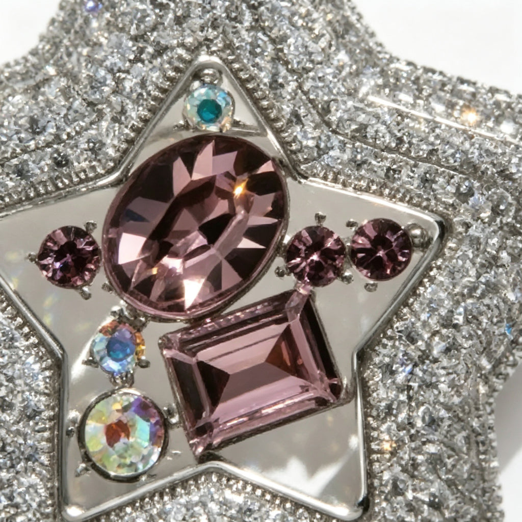 QZY Luxury Star Brooch Rhinestone Crystal Pin Elegant Coat Accessory